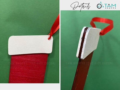 Vớ gỗ Noel treo trang trí Giáng Sinh PKT-X-06